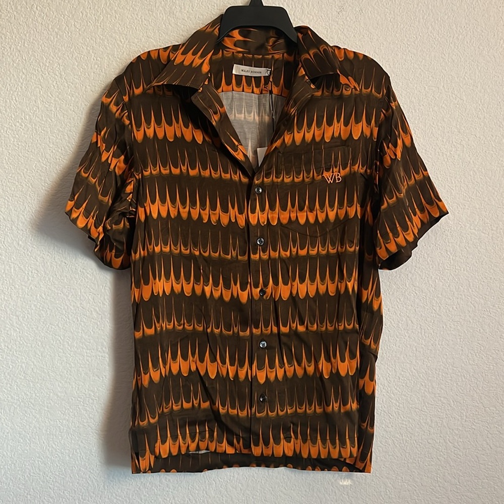 Wales Bonner Rhythm Short Sleeve Shirt in Brown Orange, NWT, Size 46 - Picture 3 of 8